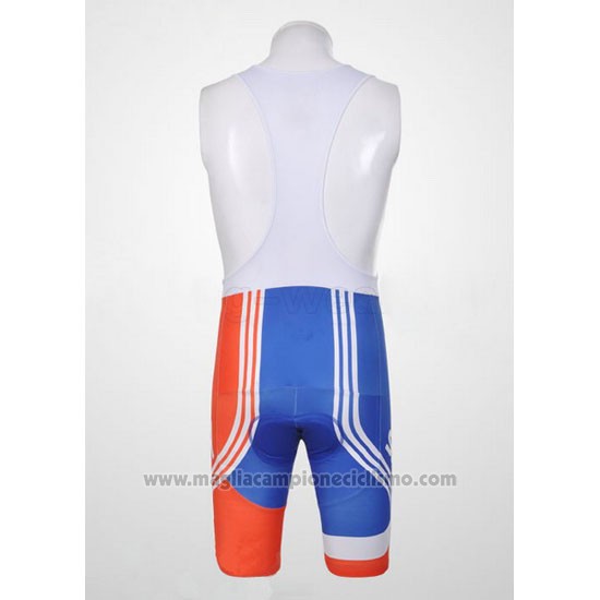 2012 Abbigliamento Ciclismo Sky Campione Regno Unito Arancione e Blu Manica Corta e Salopette